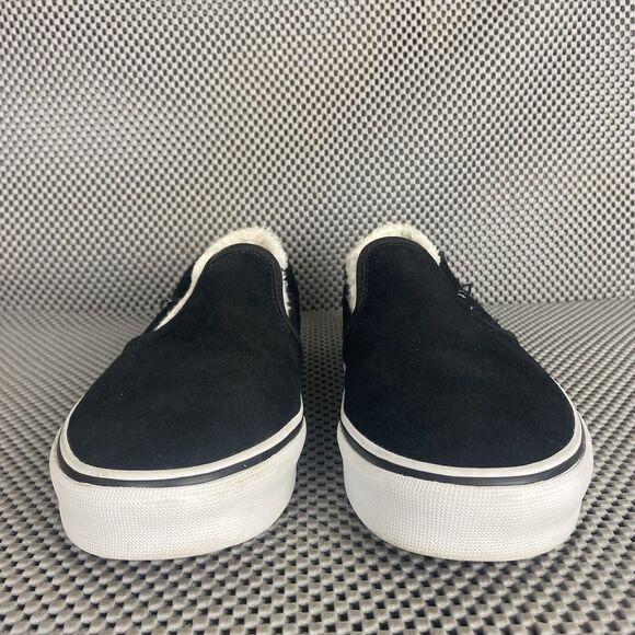 Vans Asher Slip On Shoes Womens Size 7 Black Suede Sherpa Lined Casual - Picture 7 of 14